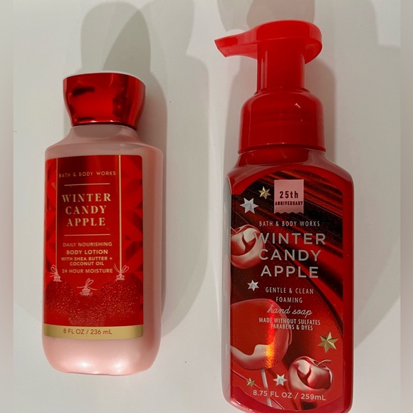 New: Bath & Body Works Winter Candy Apple Foaming Hand Soap & Lotion. Full Size - Picture 3 of 6